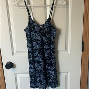 SO Women's Mini Dress - Black and Blue Floral